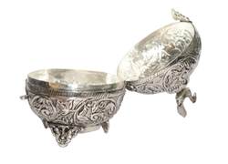 AJN-114 Silver Plated Brass Sindoor Box