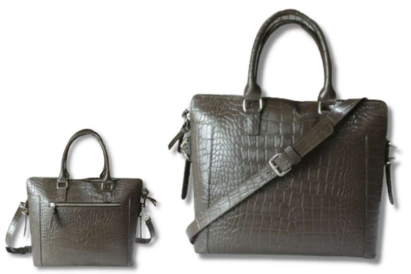 Croco Embossed Laptop Bag