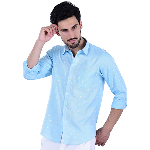 Blue Printed Shirt 100% Cotton Youth Fit