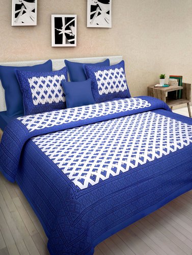 90By100 Geometric Print Cotton Double Bedsheet with 2 Pillow Covers