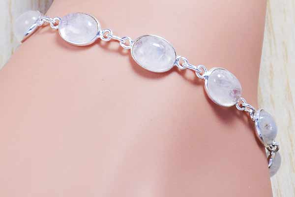 Rainbow moonstone Silver Necklace