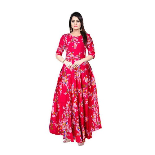 Rajasthani Flower Print Rayon Dress