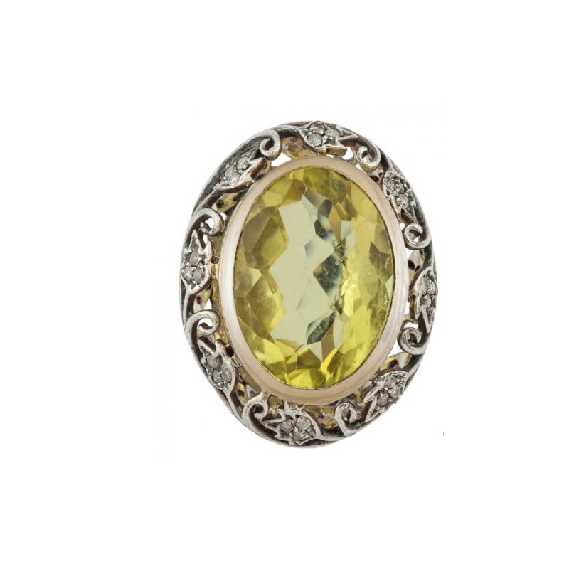 Lemon Quartz, Ruby & Diamond Classy Ring