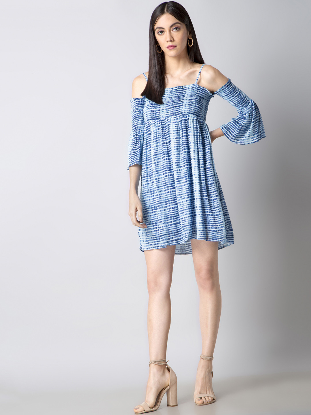 Women Blue Dyed Fit and Flare Dress