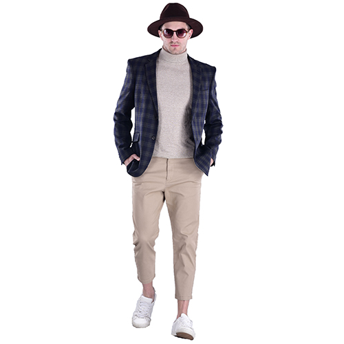 Blue Check Blazer Woolen Tweed Youth Fit