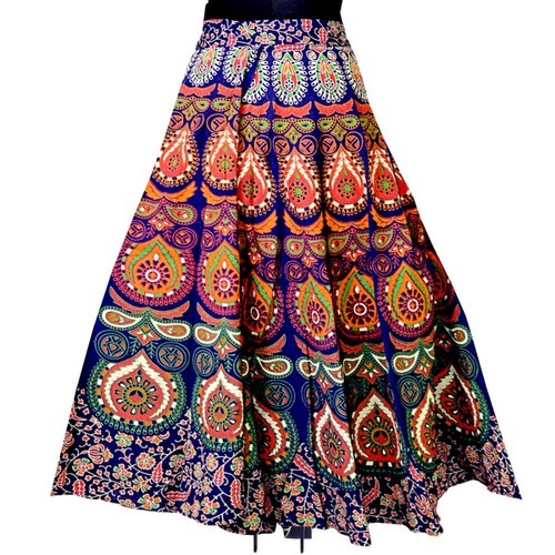 Rajasthani Printed Multi Color Cotton Wrap Around Skirt