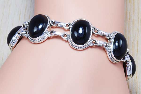 Wholesale 925 Silver Black Onyx Bangle