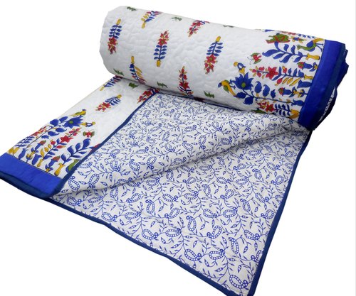 60By90 Inches Jaipuri Floral Print Cotton Single Bed quilt