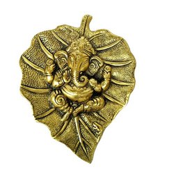 AJN-26 Brass Betel Leaf Ganesha Wall Hanging