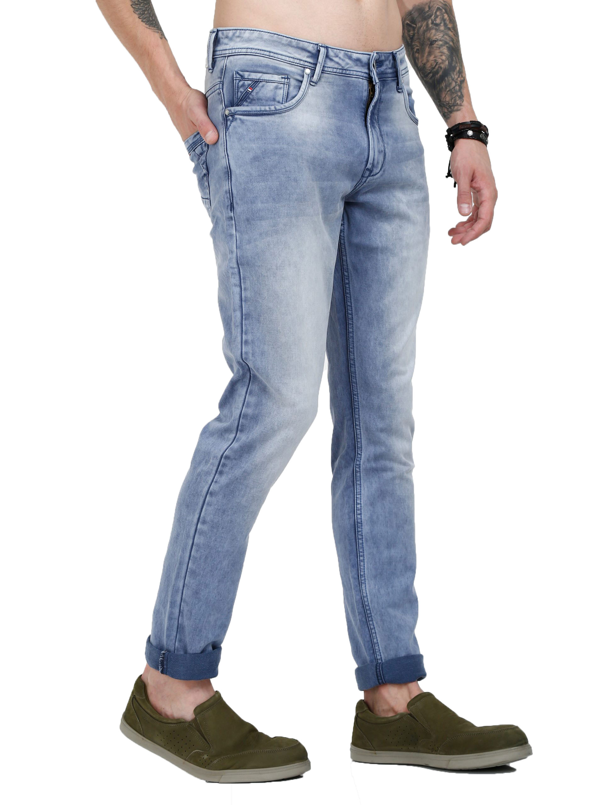 Men Slim-Fit Acid Blue Jean