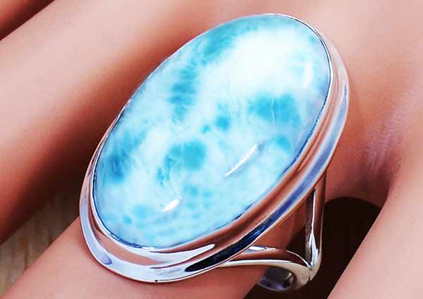 Larimar 925 Silver Ring