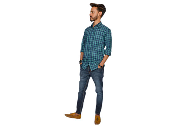 Pine Green and Indigo Color Checks Shirts