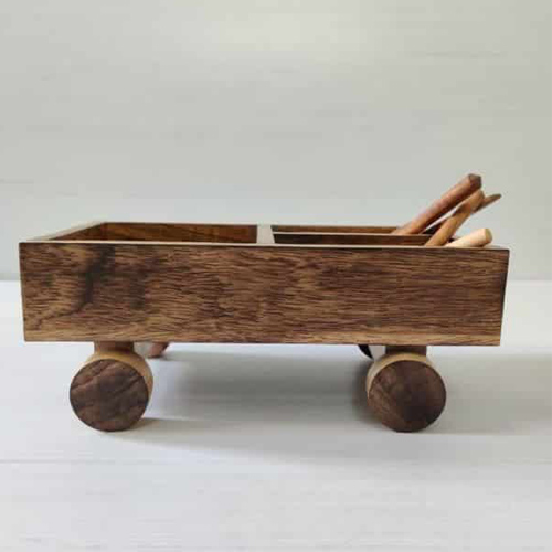 Wooden Tray With Wheels