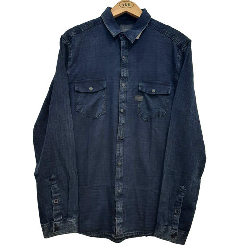 Double Side Pocket Indigo Washed Shirt