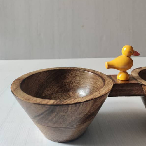 Wooden Handcrafted Round Snack Bowls