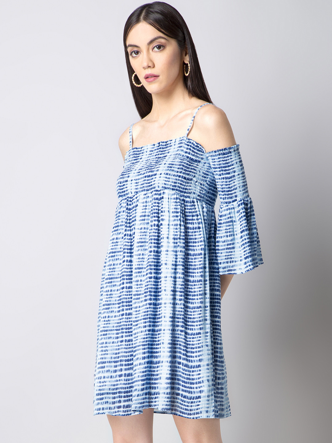 Women Blue Dyed Fit and Flare Dress