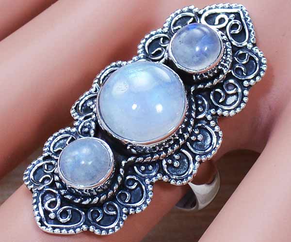 Rainbow moonstone Silver Stud Earring