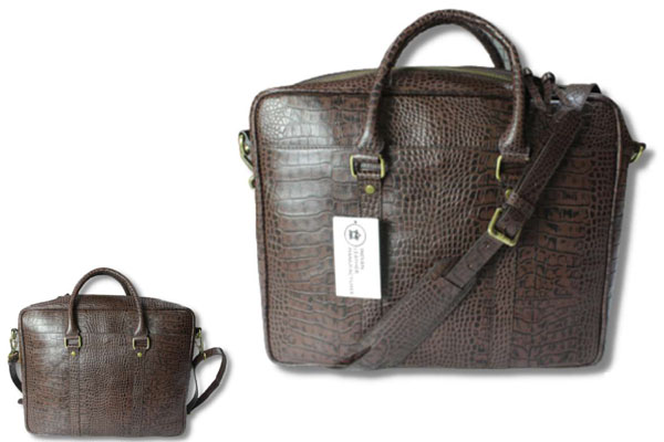 Croco Embossed Laptop Bag