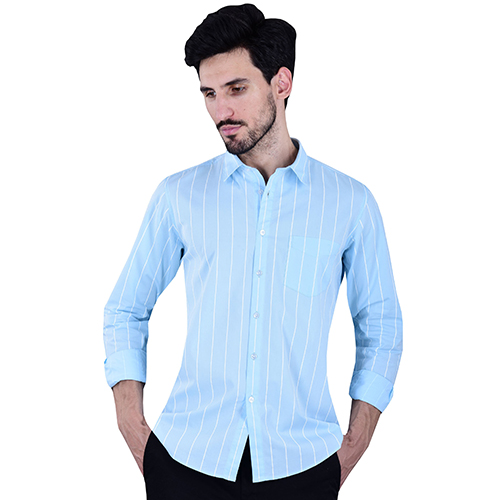 Blue Stripe Print Shirt 100% Cotton Youth Fit