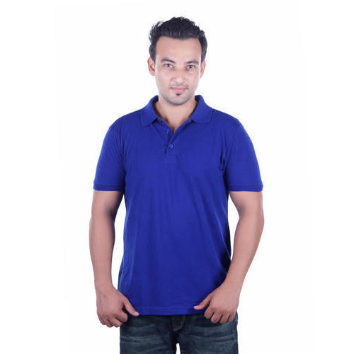 Mens Solid Blue Polo T- Shirt