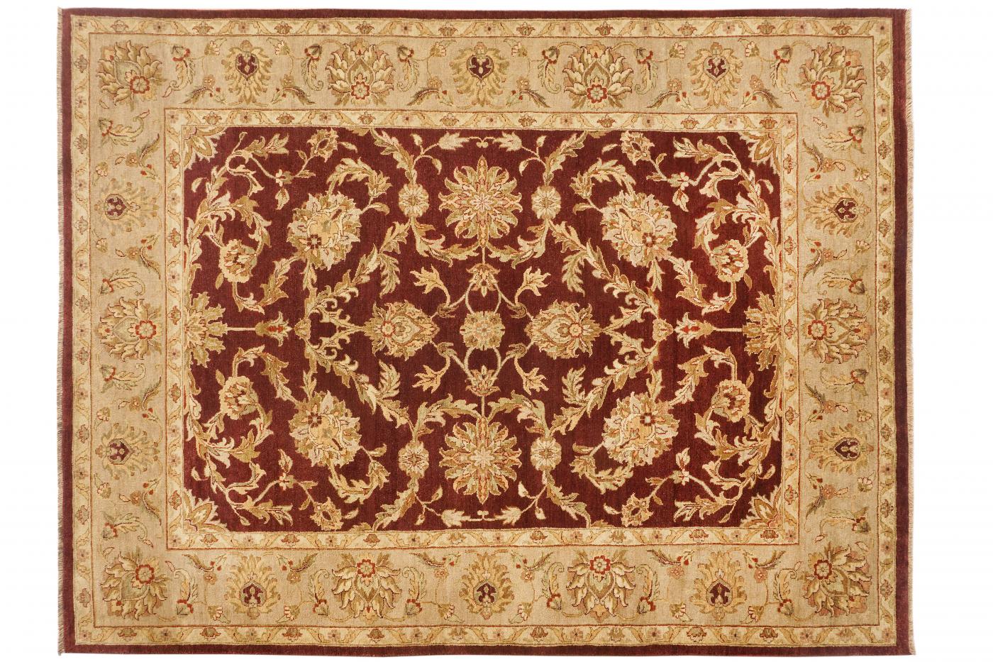 Hand Knotted Carpets 7-42 J-7A Burgundy-Camel 8x10