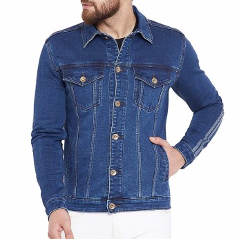 Royal Spider Men`s Full Sleeves Blue Denim Jacket