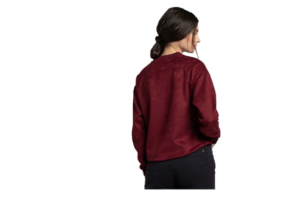 Suede Sweatshirt with a Crew Neckline