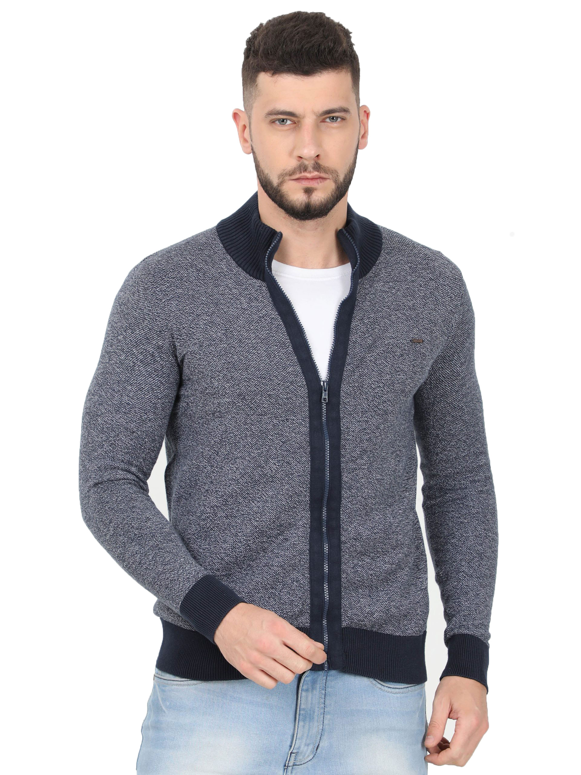 Sweatshirt Zipper Full Sleeve Grey/Navy