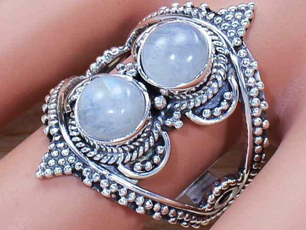 Rainbow moonstone And Coral Silver Bangle