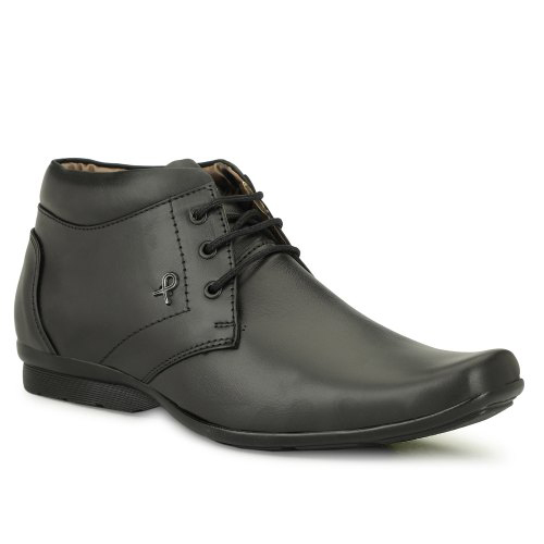 Mens Black Leather High Ankle Shoes
