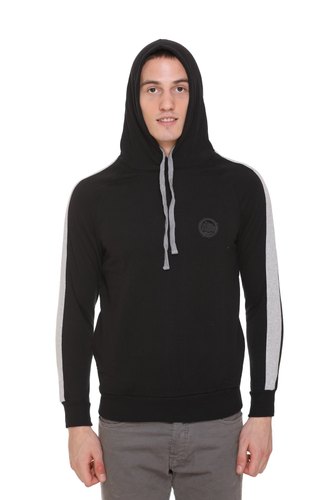 Men Fleece Hooded Sweatshirt Black