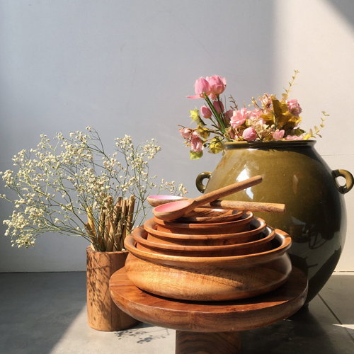 Acacia Round Wooden Bowls Set of 5