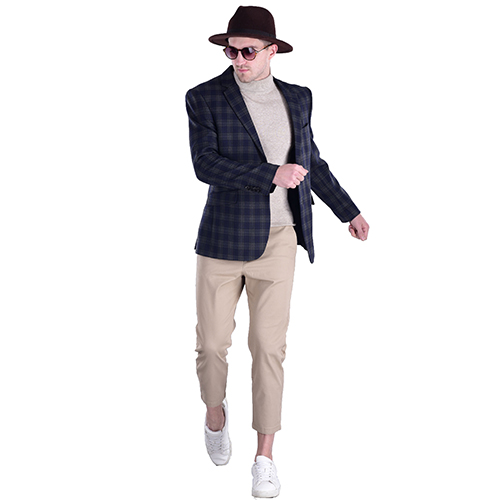 Blue Check Blazer Woolen Tweed Youth Fit