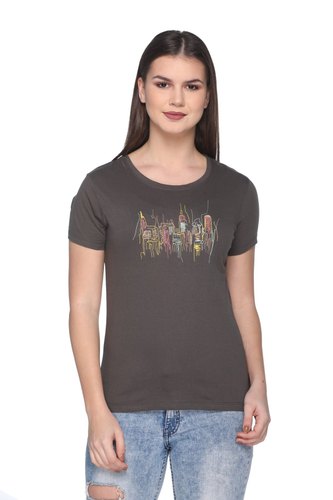 Harbornbay Women Printed Round Neck T-Shirt