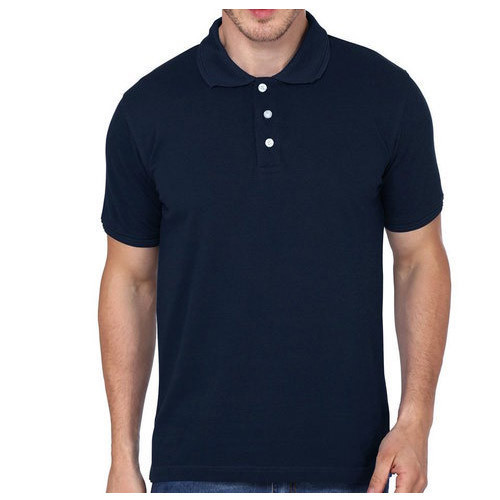 Navy Blue Plain Collar T-Shirt