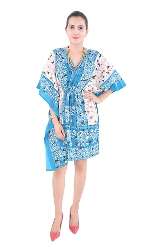 Cotton Printed Sky Blue Kaftan