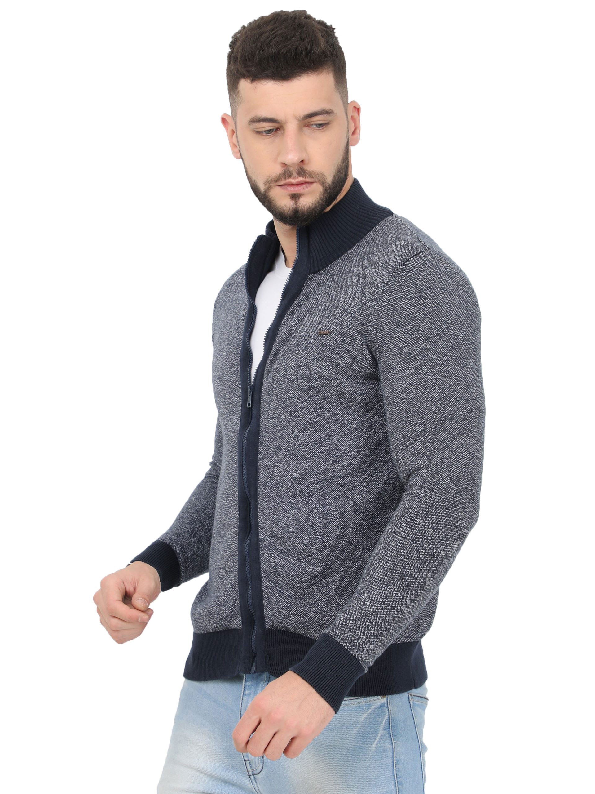 Sweatshirt Zipper Full Sleeve Grey/Navy