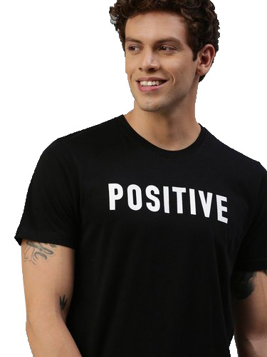 Men Black Printed Round Neck T-Shirt