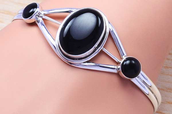 Wholesale 925 Silver Black Onyx Bangle