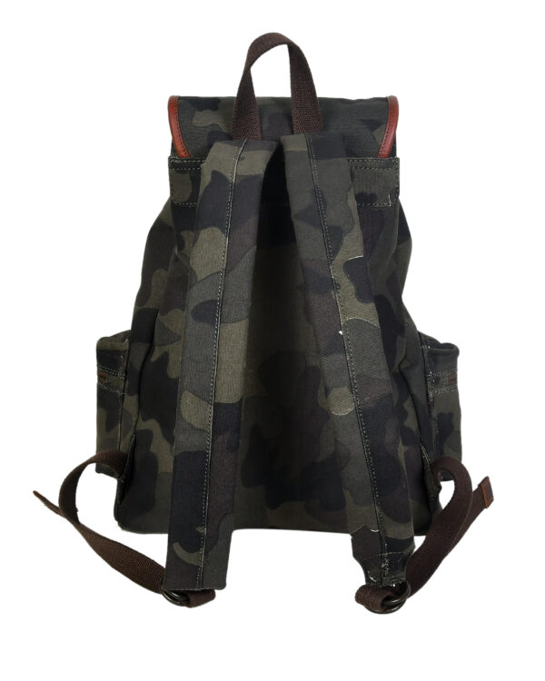 Printed Canvas Fabric Leather Backpack