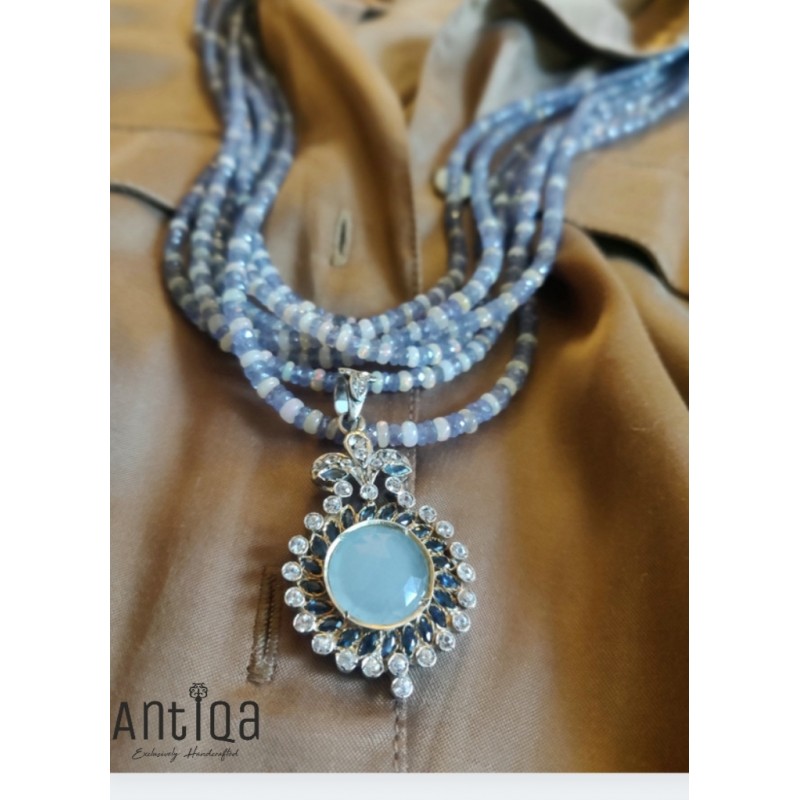 Handcrafted Pendant Studded With Chalcedony