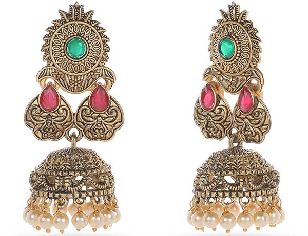 Antique Gold Polished Jhumki