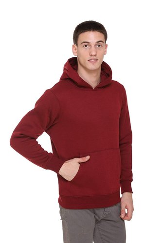 Mens Fleece Hooded Sweatshirt Maroon