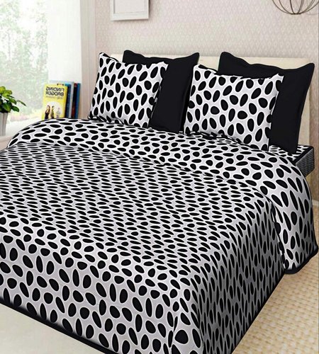 90By100 Inches Black Stone Double Bed Sheet with 2 Pillow Covers