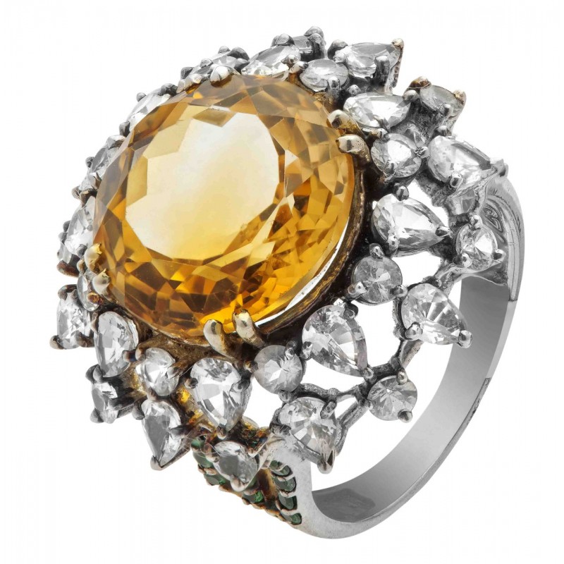 Morning Sun Citrine & White Sapphire Ring