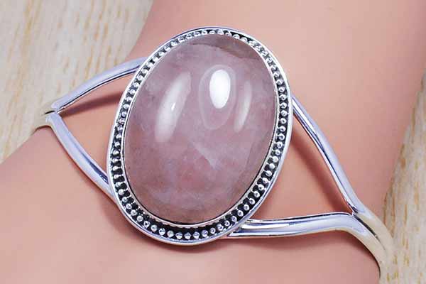 Rose Quartz 925 Silver Bracelet