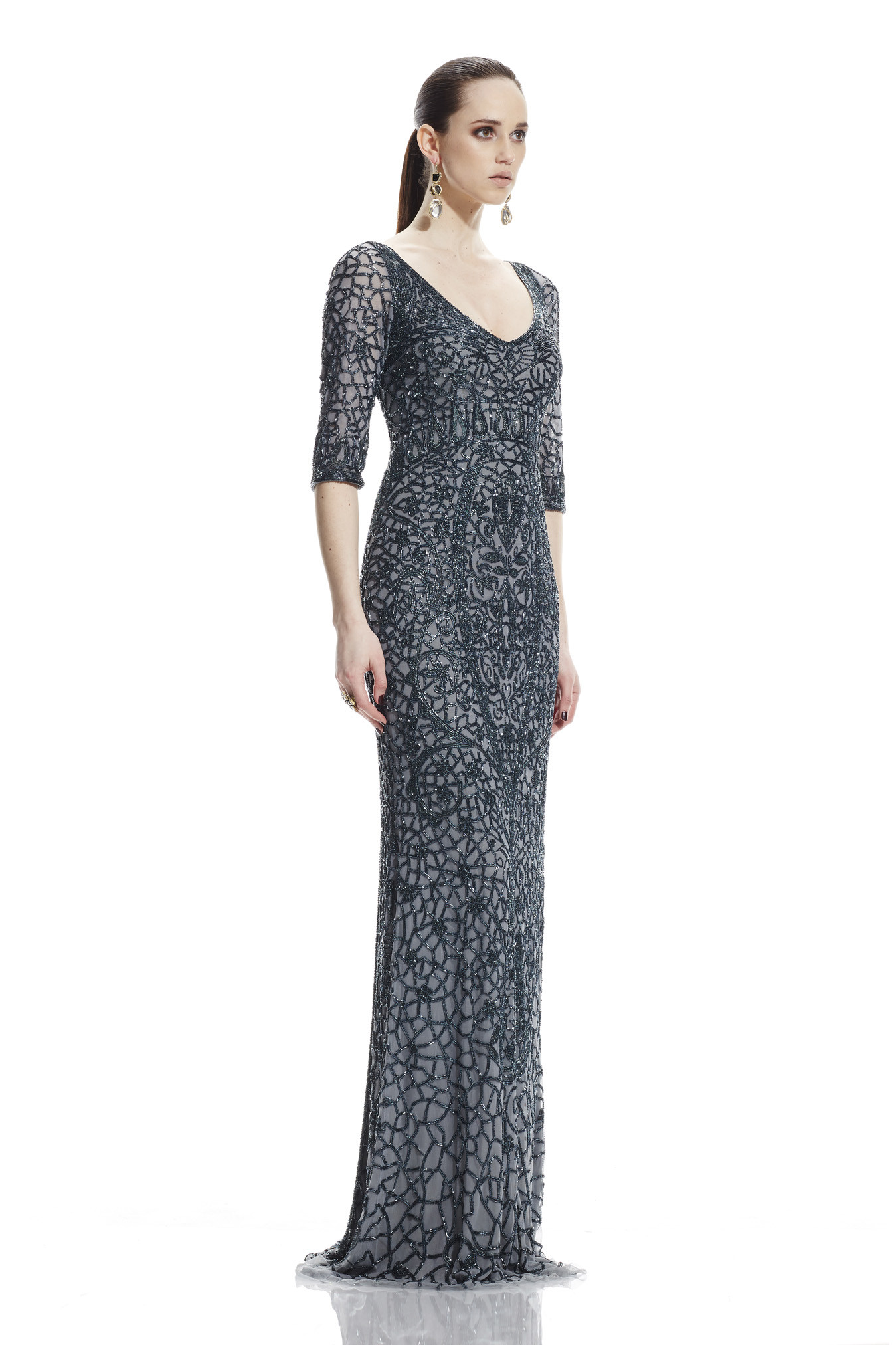 3/4 Sleeve Art Nouveau Gown