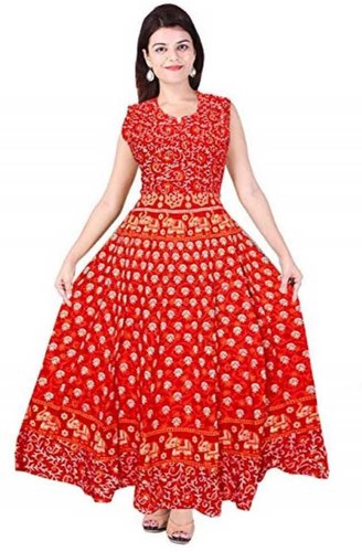 Jaipuri Booti Printed Cotton Dress