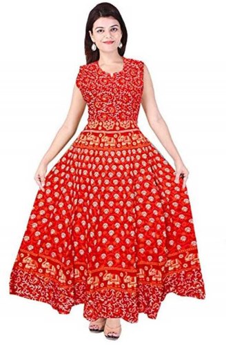 Jaipuri Booti Printed Cotton Dress