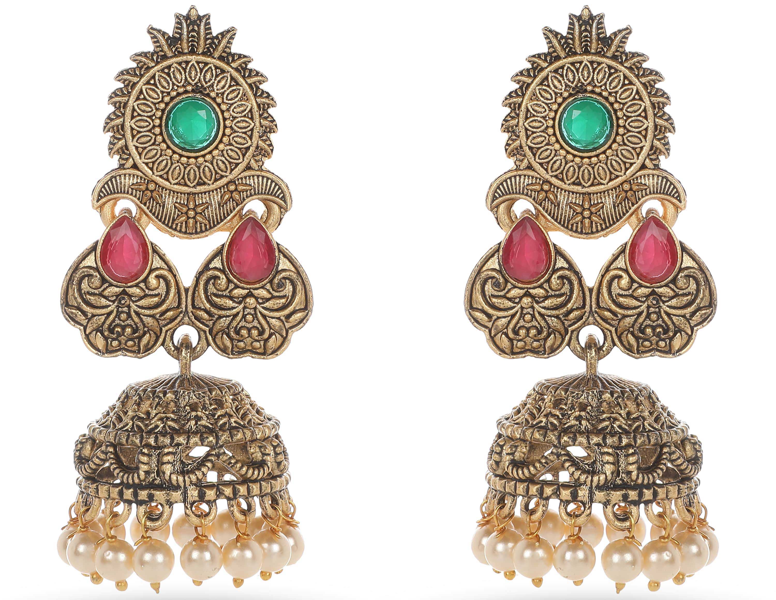 Antique Gold Polished Jhumki